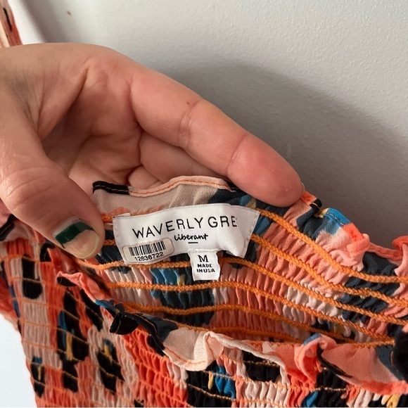 Waverly Grey Liberant Sally Leopard Print Smocked Ruffle Hem Mini Dress Size M - Picture 11 of 16